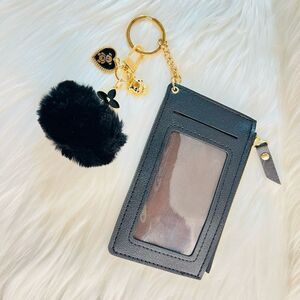 Black Pom Cardholder/Keychain